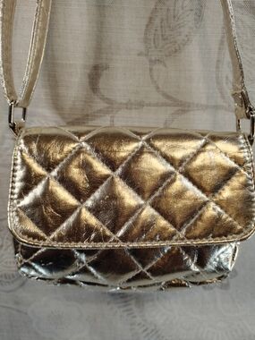 Target Quilted Metallic Gold Mini Crossbody Bag